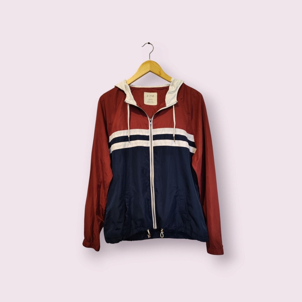 Zine Zumiez Women's Windbreaker Jacket Size Large Full Zip Lightweight Hooded